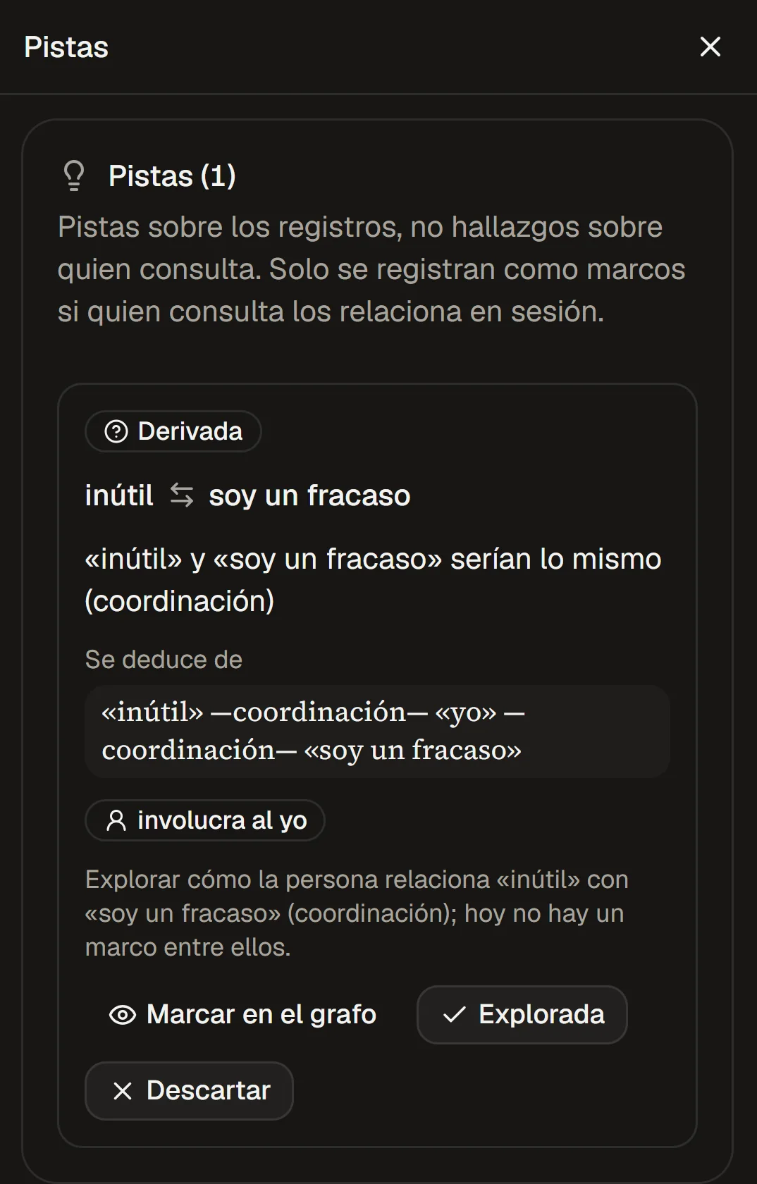 Una pista expandida: la relación que los marcos implican y nadie dijo.